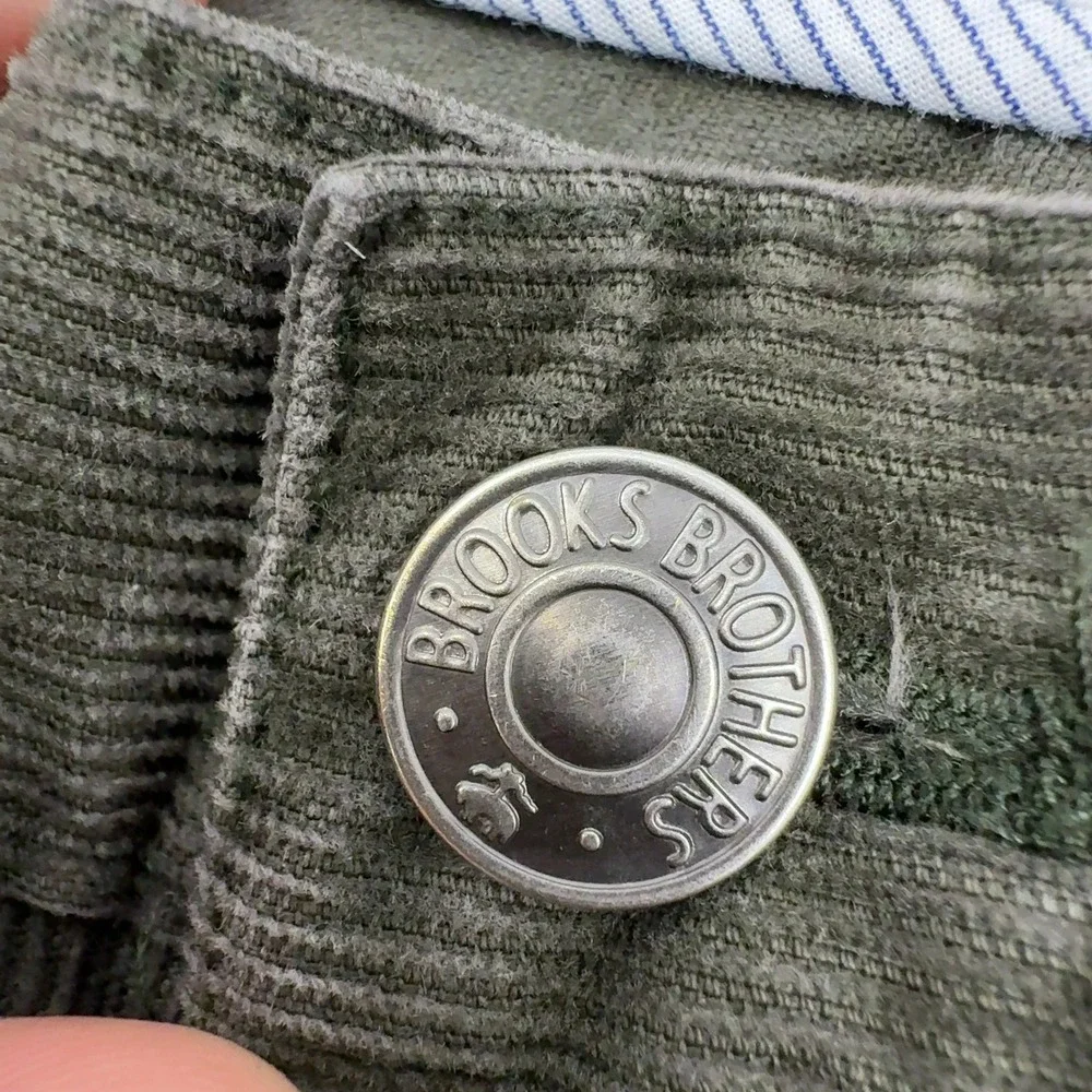 Brooks‎ Brothers Pants Men 36 Olive Green Cotton Spandex Corduroy Classic Casual